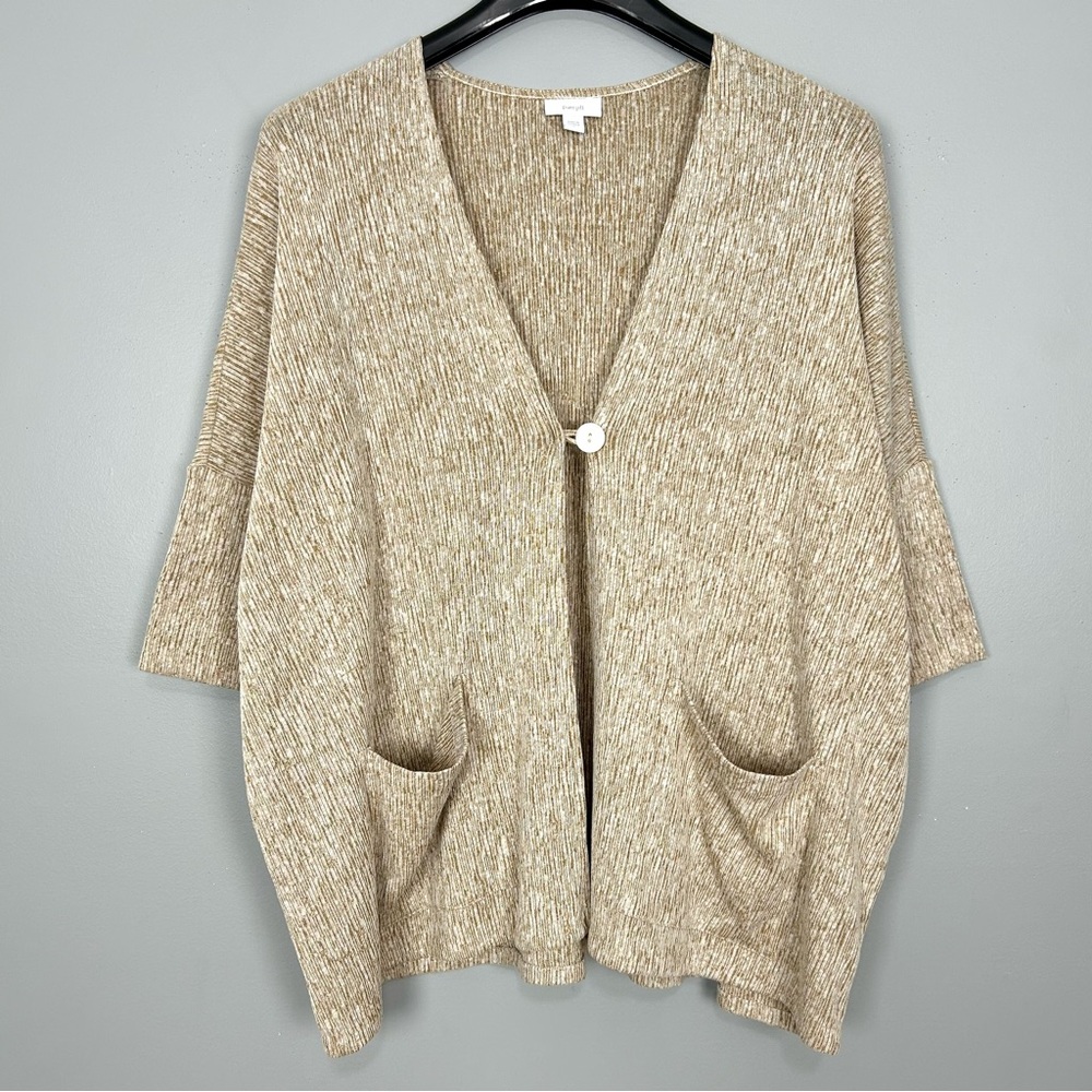 J. Jill Linen Blend Cardigan Sweater Women’s Size L Lightweight Knit Pockets